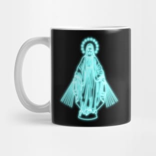 Light Blue Neon Virgin Mary Mug